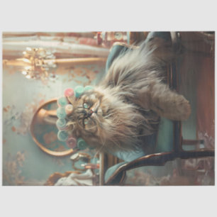 Papel De Seda Sofisticado Cat Pink Sage Salon Decoupage Tissu