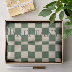 Papel De Seda Sofisticado Cuadrado Verde y Crema Personalizable