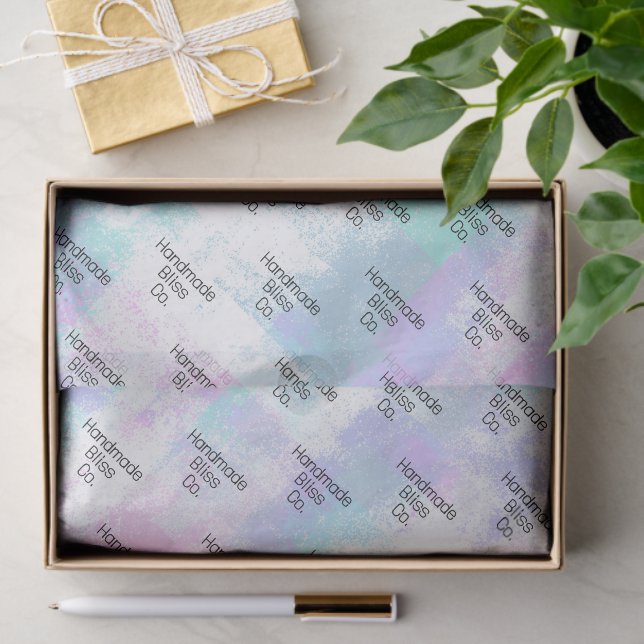 Papel De Seda Soft Blue Colorful Watercolor Marble (Regalo )