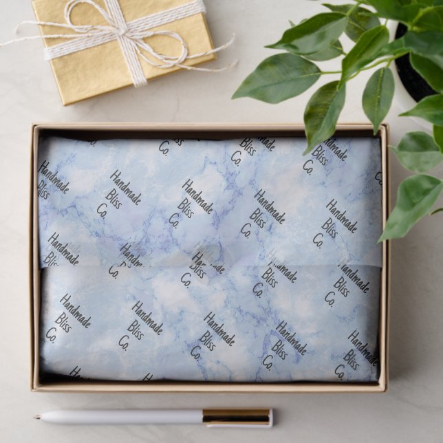 Papel De Seda Soft Blue White Marble (Regalo )