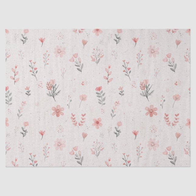 Papel De Seda Soft Blush Floral Pattern Tissue Paper (Anverso)