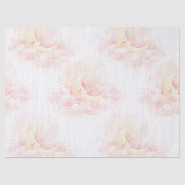 Papel De Seda Soft Pink Moon Baby Shower Tissue Paper, Celestial (Anverso)