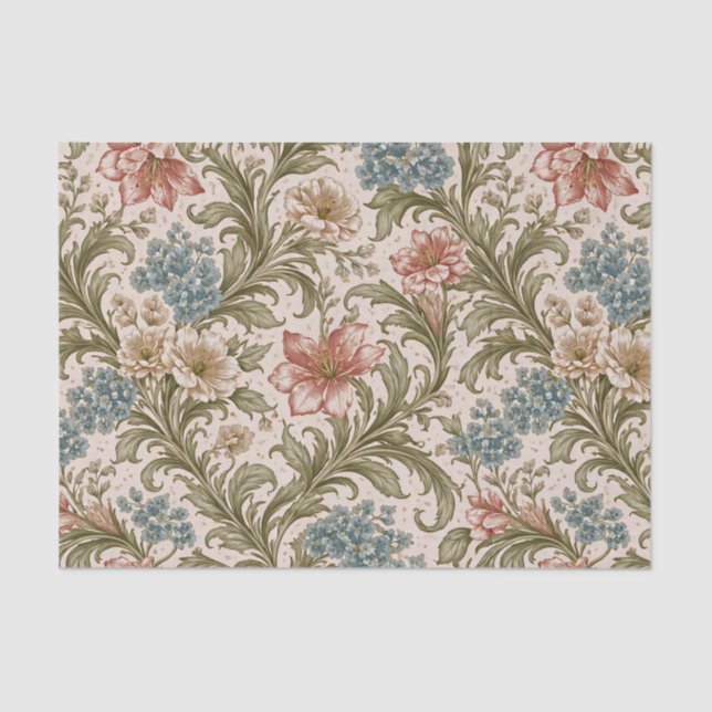 Papel De Seda Soft Scrollwork Garden Floral Pattern (Anverso)