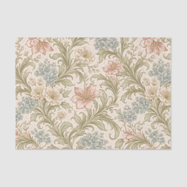 Papel De Seda Soft Scrollwork Garden Floral Pattern (Anverso)