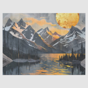 Papel De Seda Sol Dorado sobre montañas nevadas - El Bosque Boho