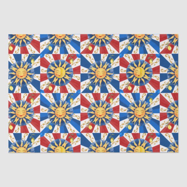 Papel De Seda Sol siciliano, mayólica, limón, (Anverso)