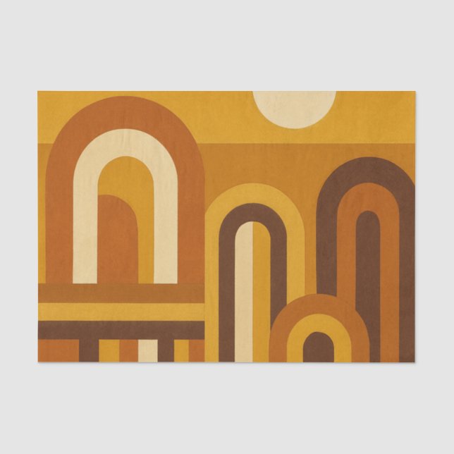 Papel De Seda Sol y Arcos Diseño Geométrico Moderno de Mitad de  (Anverso)