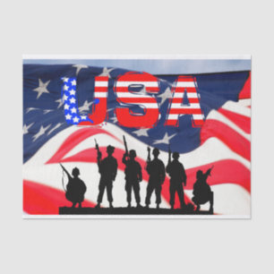 Papel De Seda Soldado de Eeuu con bandera de honor