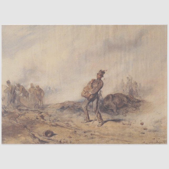 Papel De Seda Soldado herido luego de la batalla (Escena de guer (Anverso)