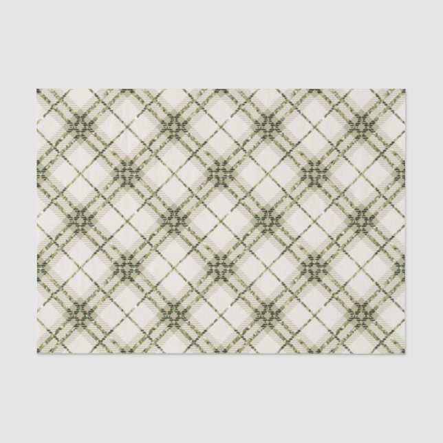 PAPEL DE SEDA SOMBRAS DE PATRONES DE PLACA VERDE Y BLANCA (Anverso)