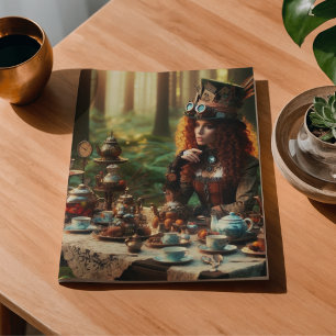 Papel De Seda Sombrerero Loco Steampunk Vintage Dama Victoriana