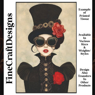 Papel De Seda Sombrero Alto Alto de Mujer Steampunk P2 Decoupage