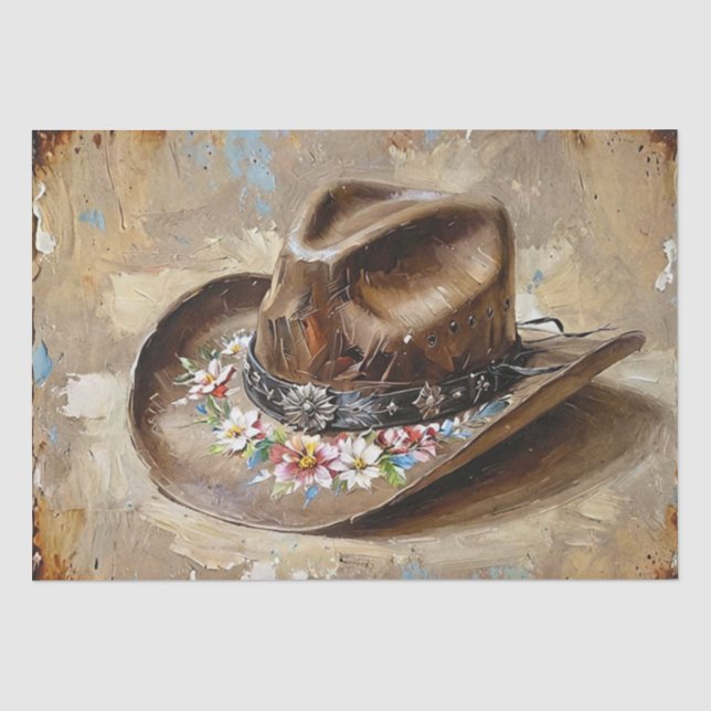 Papel De Seda Sombrero de Vaquera Floral Decoupage (Anverso)