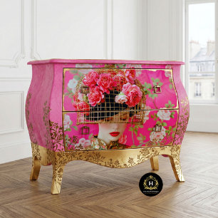Papel De Seda Sombrero Jaula de Pájaro Floral Rosa Elegante Deco