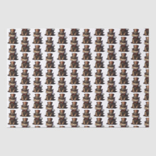 Papel De Seda Sombrero rojo Steampunk Cat Kitten