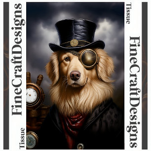 Papel De Seda Sombrero Steampunk Golden Retriever Decoupage R 13