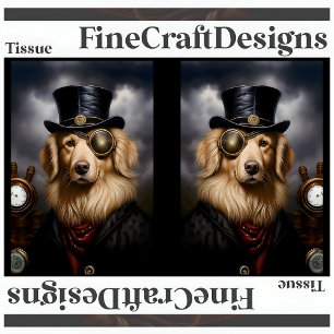 Papel De Seda Sombrero Steampunk Golden Retriever Decoupage RL 1