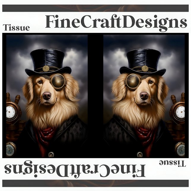 Papel De Seda Sombrero Steampunk Golden Retriever Decoupage RL 1 (Subido por el creador)