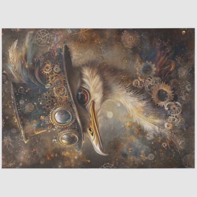 Papel De Seda Sombrero superior de avestruz de avestruz de vapor (Anverso)