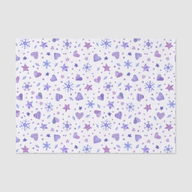 PAPEL DE SEDA SOMBRILLAS DE LAS ESTRELLAS DE PURPLE HEARTS SNOWF (Anverso)