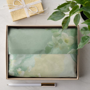 Papel De Seda soñador Floral de Salvia Suave y Verde Menta 