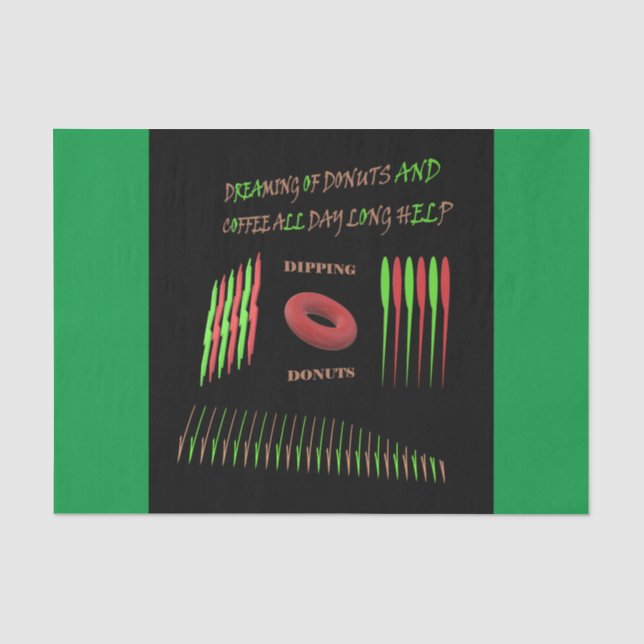 Papel De Seda Soñando con mojar donuts verdes y negros (Anverso)
