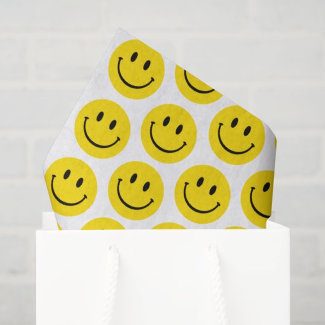 Papel De Seda Sonrisa cara amarillo blanco negro feliz (Bolsa de regalo)