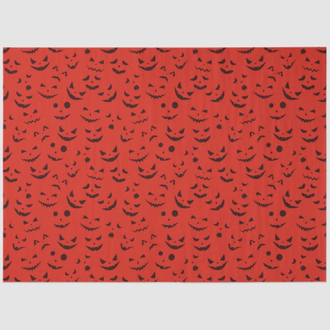 Papel De Seda Sonrisa moderna de calabaza roja de Halloween (Anverso)