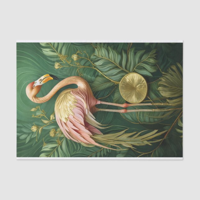 Papel De Seda Sonrojándose Flamingo Ghear Gold, Elegante (Anverso)
