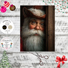 Papel De Seda Sorpresa del Santa con Decoupage Mirando alrededor