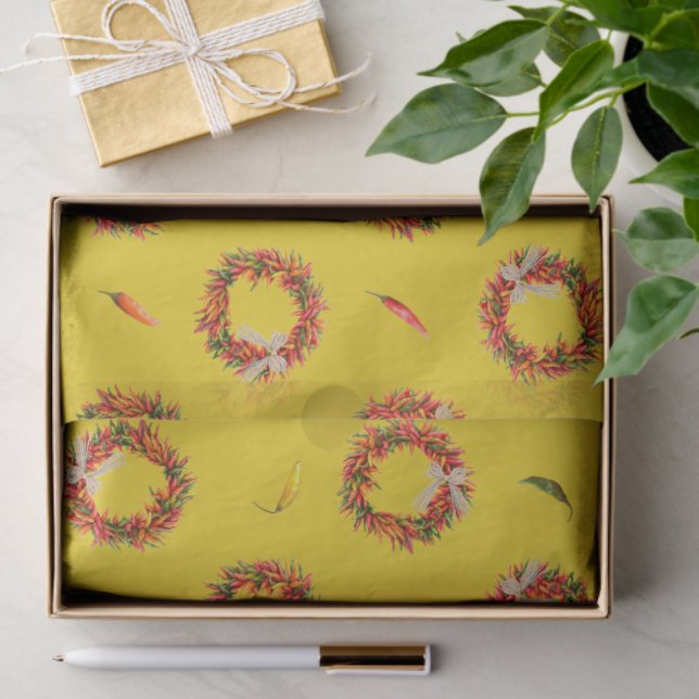Papel De Seda Southwest Chile Ristra Wreaths and Peppers Pattern (Regalo )