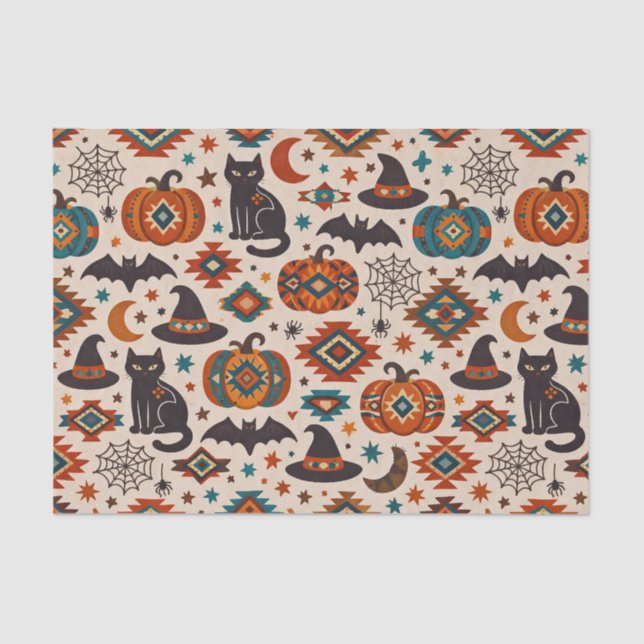 Papel De Seda Southwest Orange Pumpkin Halloween  (Anverso)