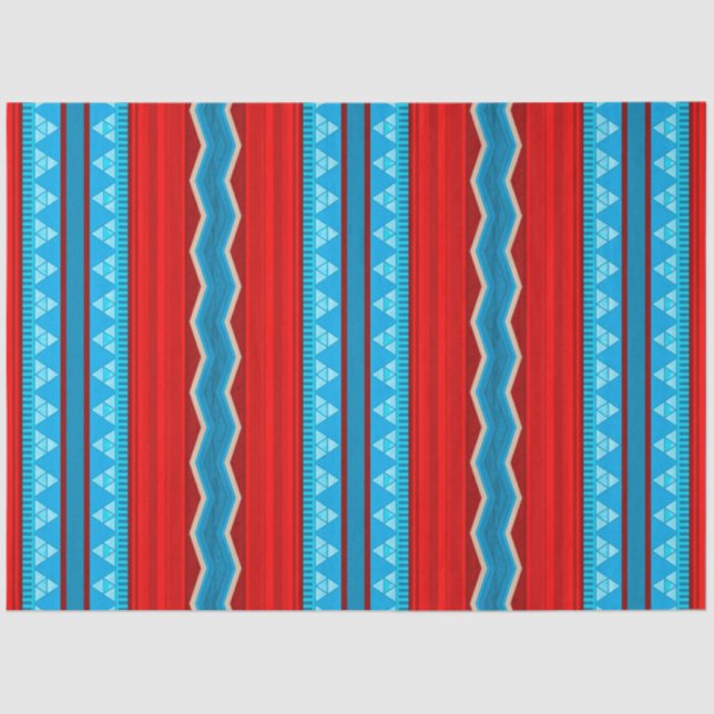 Papel De Seda Southwest River Canyon Geometric Red Turquoise (Anverso)