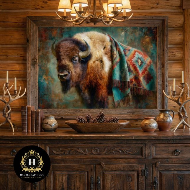 Papel De Seda Southwest Turquoise Bison Portrait (Subido por el creador)