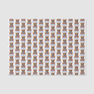Papel De Seda Soy Teddy Bear Cool con Lazo Azul Personalizable