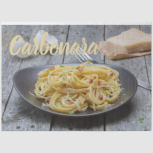 Papel De Seda Spaghetti Carbonara Pasta con tocino y parmesano