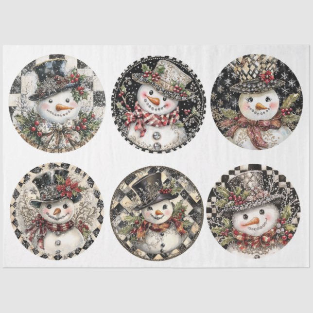 Papel De Seda Sparkle Snowman Rounds (Anverso)