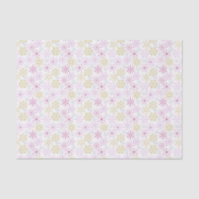 Papel De Seda Sparkling Pink Snowflakes (Anverso)