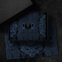 Papel De Seda Spider Witch | Dusty Slate Blue Spiderweb Flourish