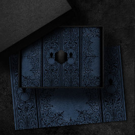 Papel De Seda Spider Witch | Dusty Slate Blue Spiderweb Flourish