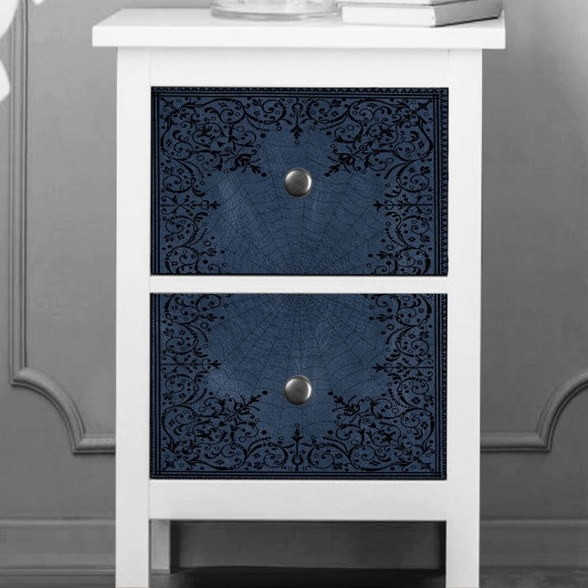 Papel De Seda Spider Witch | Dusty Slate Blue Spiderweb Flourish (Subido por el creador)