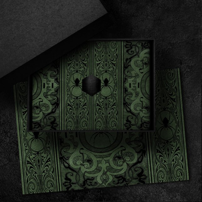 Papel De Seda Spider Witch | Sage Green Spiderweb Flourish (Subido por el creador)