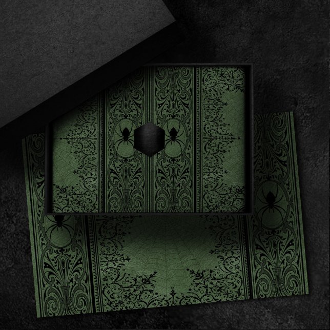 Papel De Seda Spider Witch | Sage Green Spiderweb Flourish (Subido por el creador)