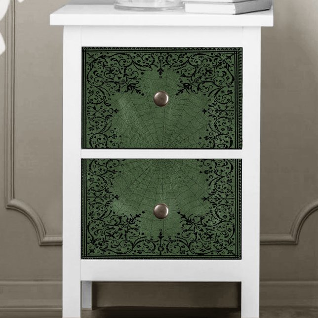 Papel De Seda Spider Witch | Sage Green Spiderweb Flourish (Subido por el creador)