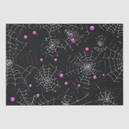 Papel De Seda Spiderwebs y puntos de Halloween negro moderno