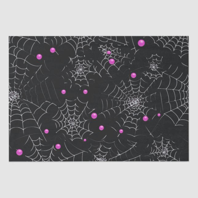 Papel De Seda Spiderwebs y puntos de Halloween negro moderno (Anverso)
