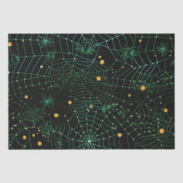Papel De Seda Spiderwebs y puntos de Halloween negro moderno
