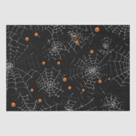 Papel De Seda Spiderwebs y puntos de Halloween negro moderno