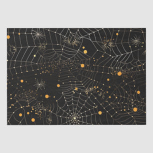 Papel De Seda Spiderwebs y puntos de Halloween negro moderno
