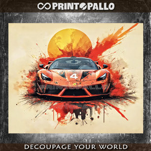 Papel De Seda Splash ink GT3 Supercar en carrera al atardecer